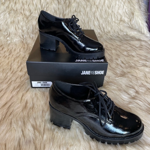 JANE AND THE SHOE | Black Lennox Platform Oxford Women New In Box - Picture 3 of 9